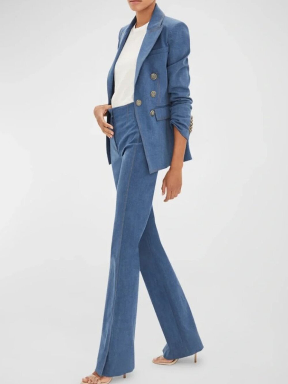 Veronica Beard Naira Dickey Denim Blazer & Slim Straight high rise jeans 29 blue